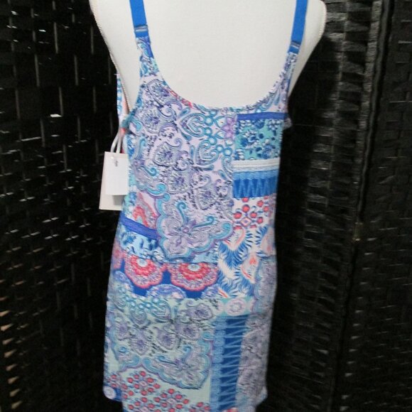 Linea Donatella Printed Sleeveless Chemise Blue BOHO Print NWT - Picture 10 of 10